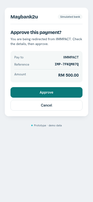 Screenshot: Bank approval